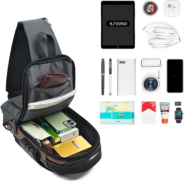 URBANLOCK™ – Bolso Cruzado Antirrobo con Puerto USB y Cerradura de Combinación