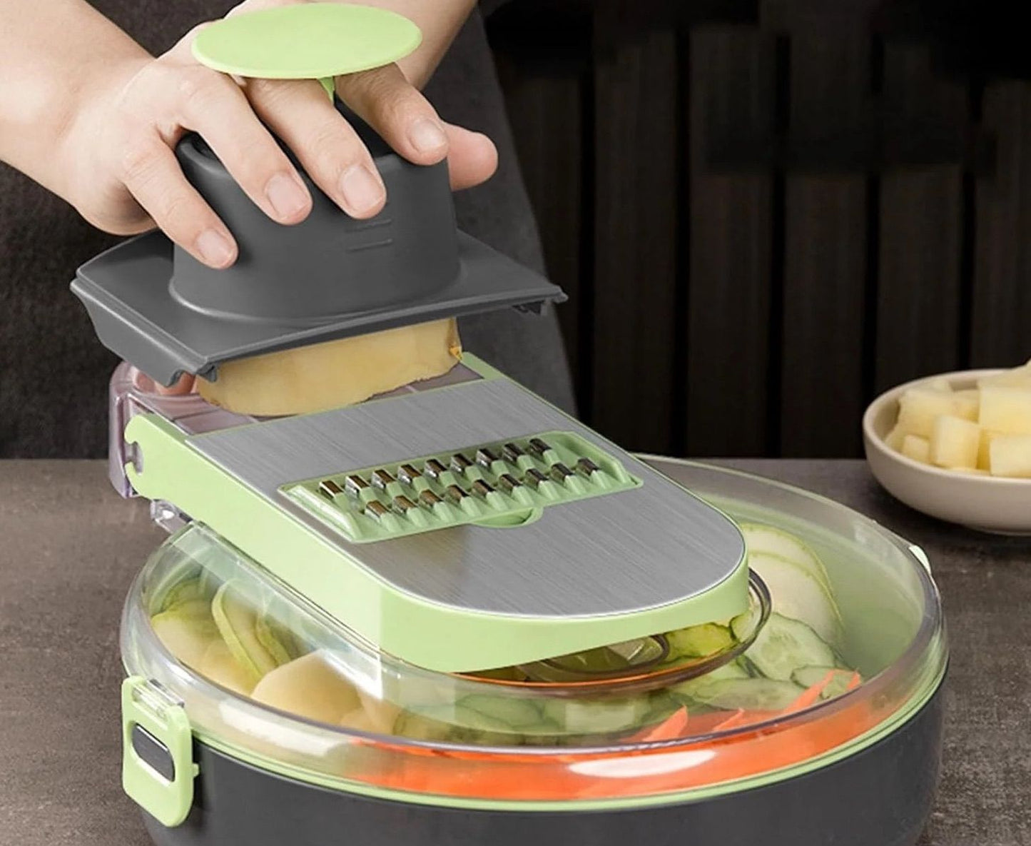 Cortador de Vegetales 9 en 1 ChefMaster | Cuchillas de Acero Resistente y Antióxido