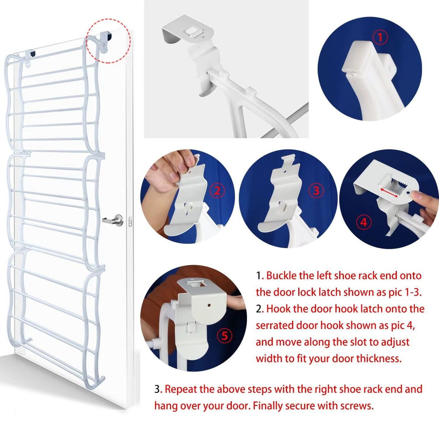 Espacio+® Zapatera Colgante para Puerta – 36 Pares, 12 Niveles, Fácil de Instalar