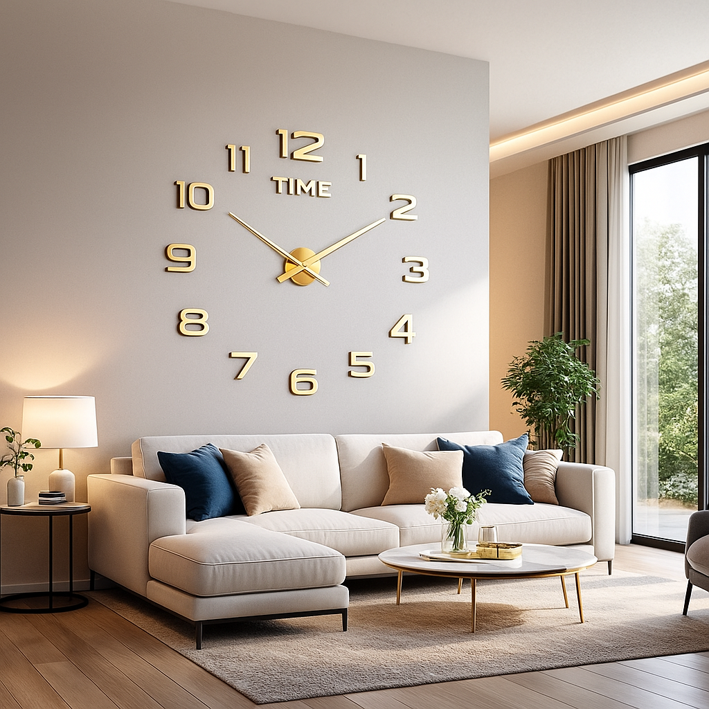 🕒 Horaria | Reloj de Pared Decorativo 3D de Gran Tamaño – Elegancia Moderna y Precisión Silenciosa