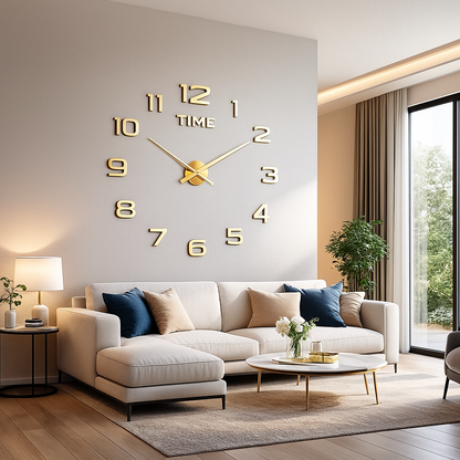 🕒 Horaria | Reloj de Pared Decorativo 3D de Gran Tamaño – Elegancia Moderna y Precisión Silenciosa